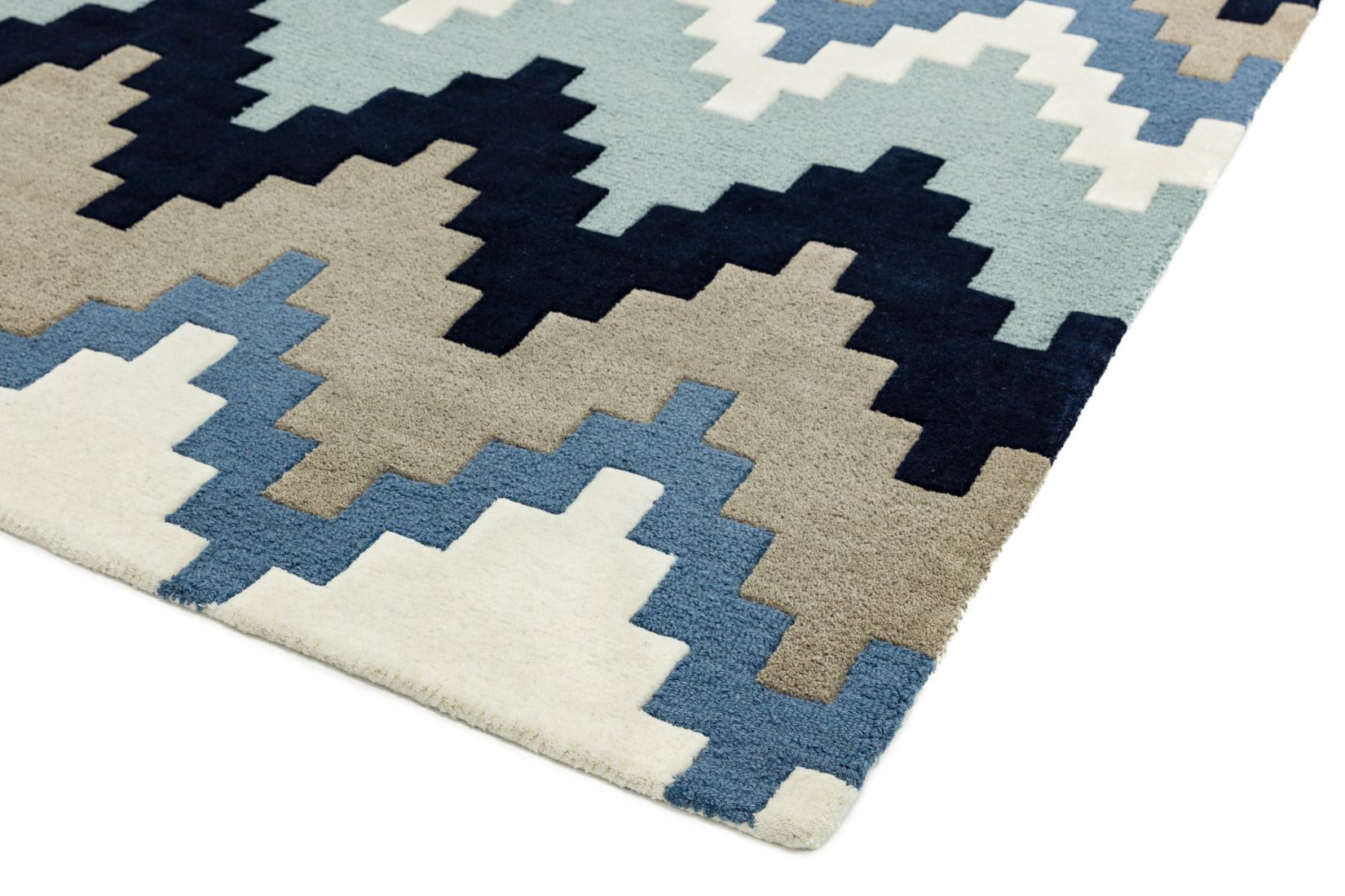 Matrix Geometric Wool Rug - Cuzzo Blue MAX70