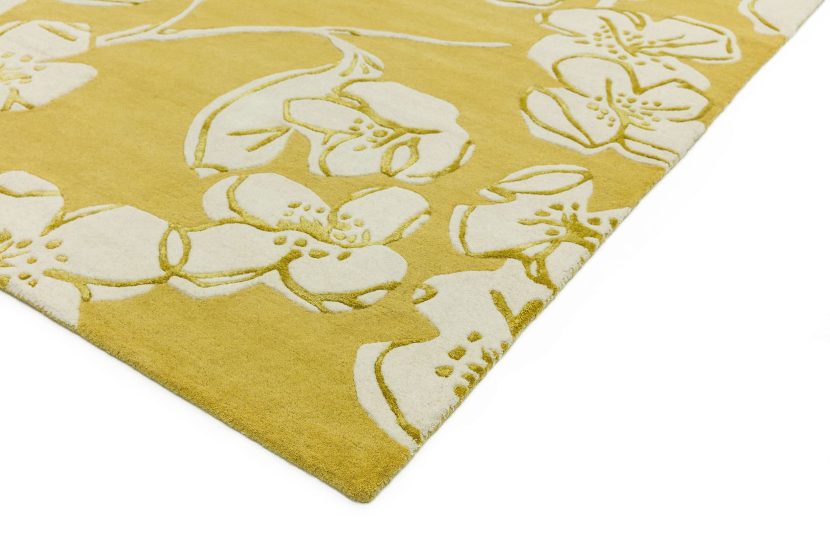 Matrix Floral Wool Rug - Devore Yellow MAX15