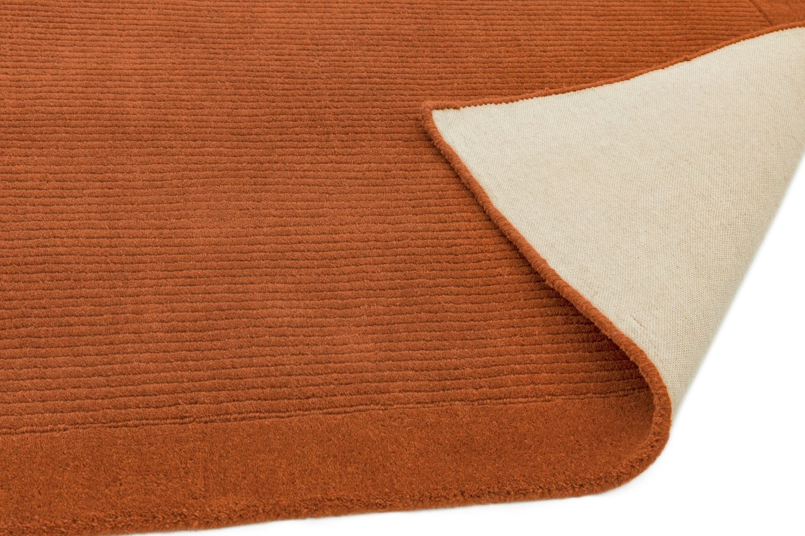 York Luxurious Plain Wool Rug - Terracotta