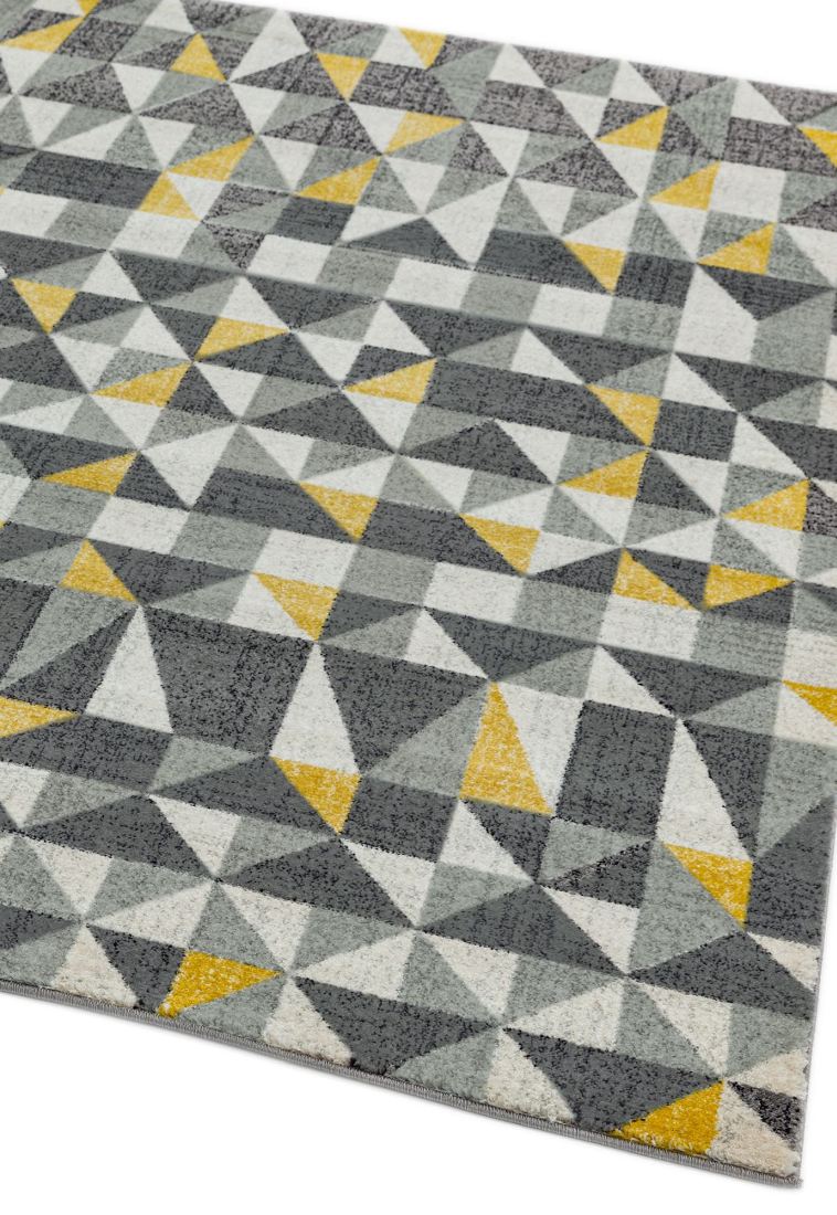Nova Geometric Hardwearing Rug - Flag Yellow NV01