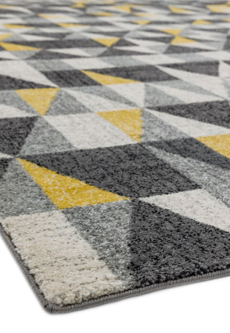 Nova Geometric Hardwearing Rug - Flag Yellow NV01