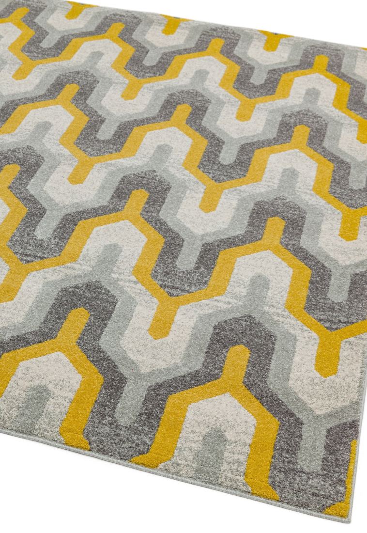 Nova Geometric Hardwearing Rug - Geo Yellow NV14