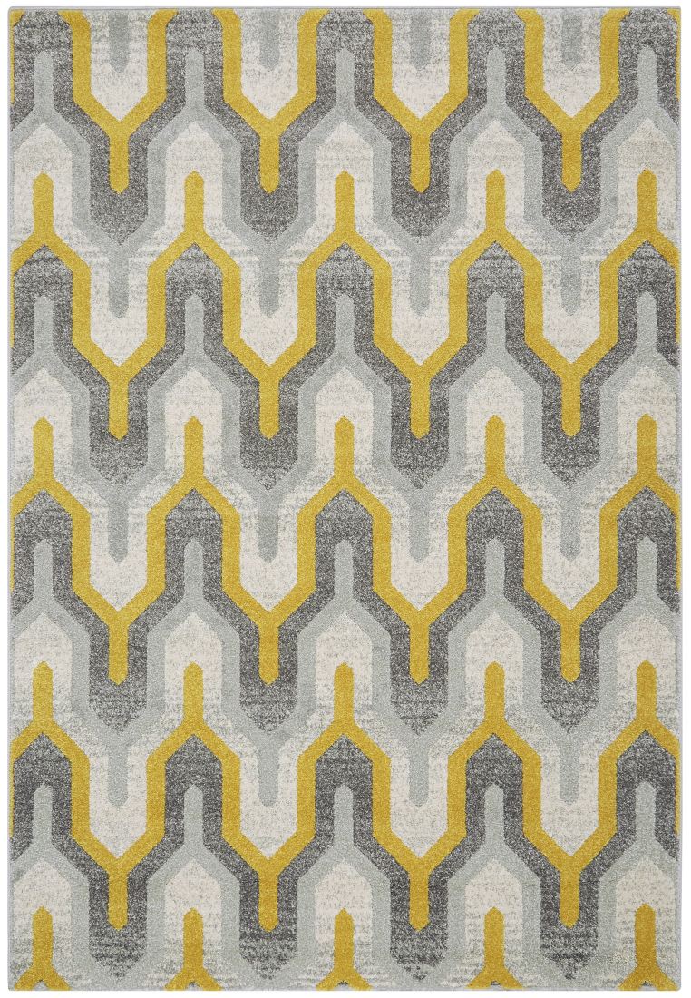 Nova Geometric Hardwearing Rug - Geo Yellow NV14