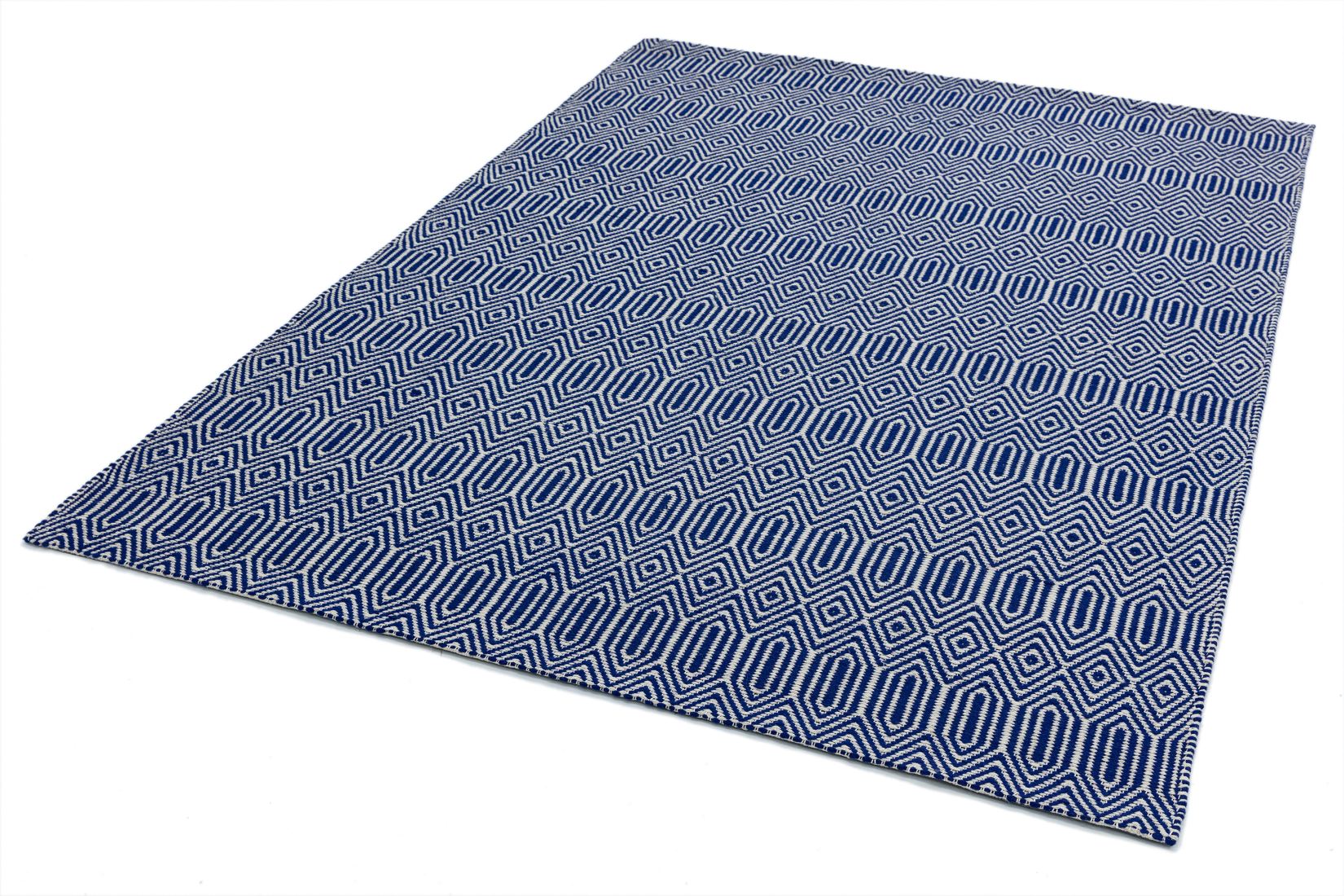 Sloan Geometric Flatweave Cotton Rug - Blue