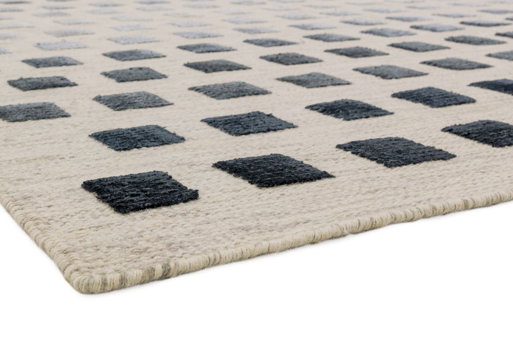 Theo Woven Kelim Rug - Silvery Squares 