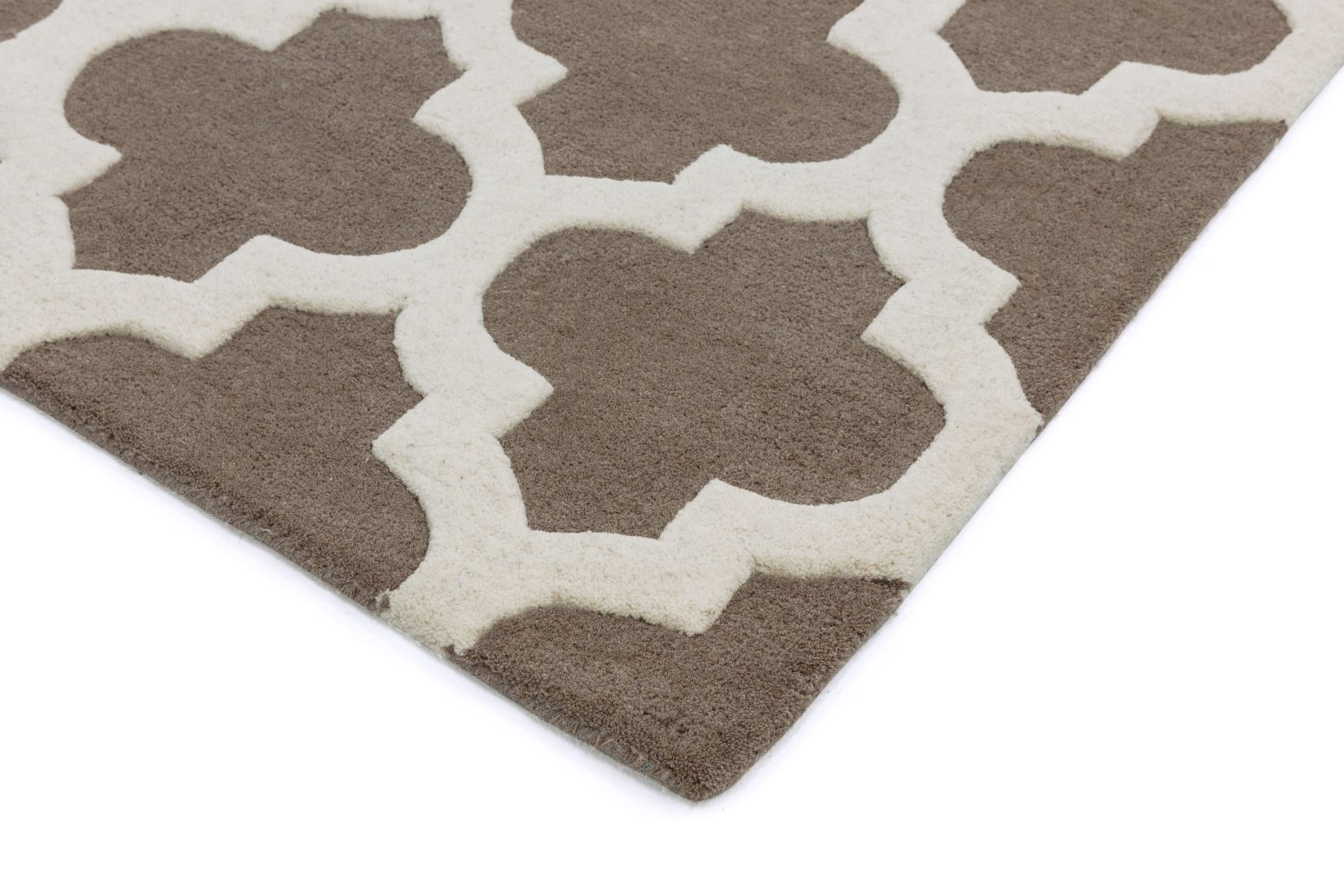 Artisan Luxurious Thick Wool Trellis Rug - Taupe