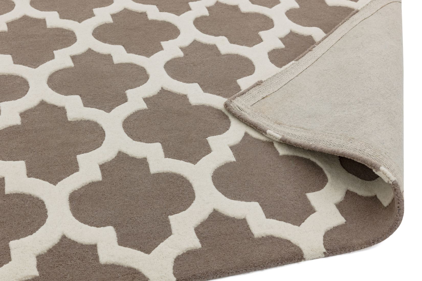 Artisan Luxurious Thick Wool Trellis Rug - Taupe