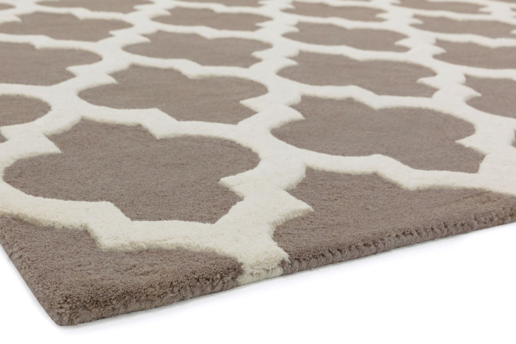 Artisan Luxurious Thick Wool Trellis Rug - Taupe