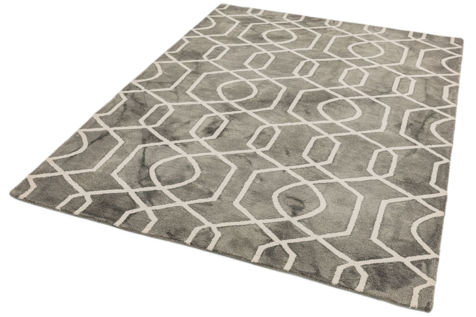 Fresco Dip Dyed Wool Geometric Rug - Grey