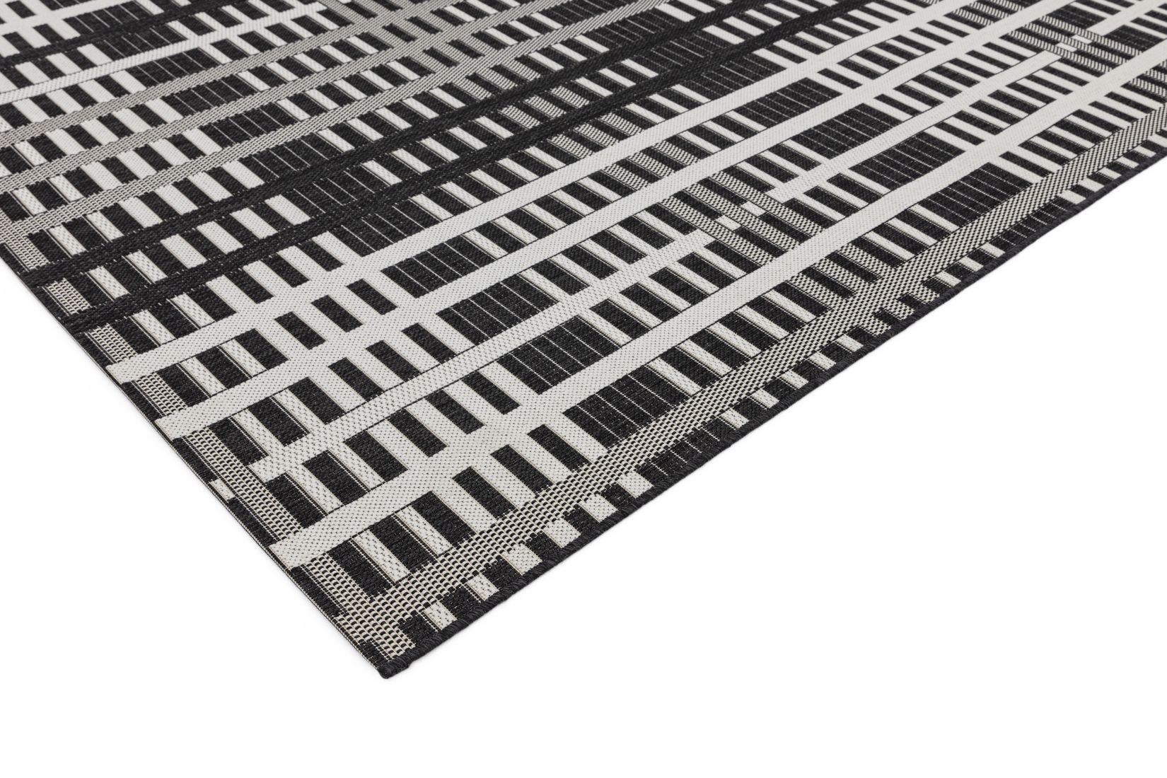 Patio Geometric Rug - Black Grid PAT22