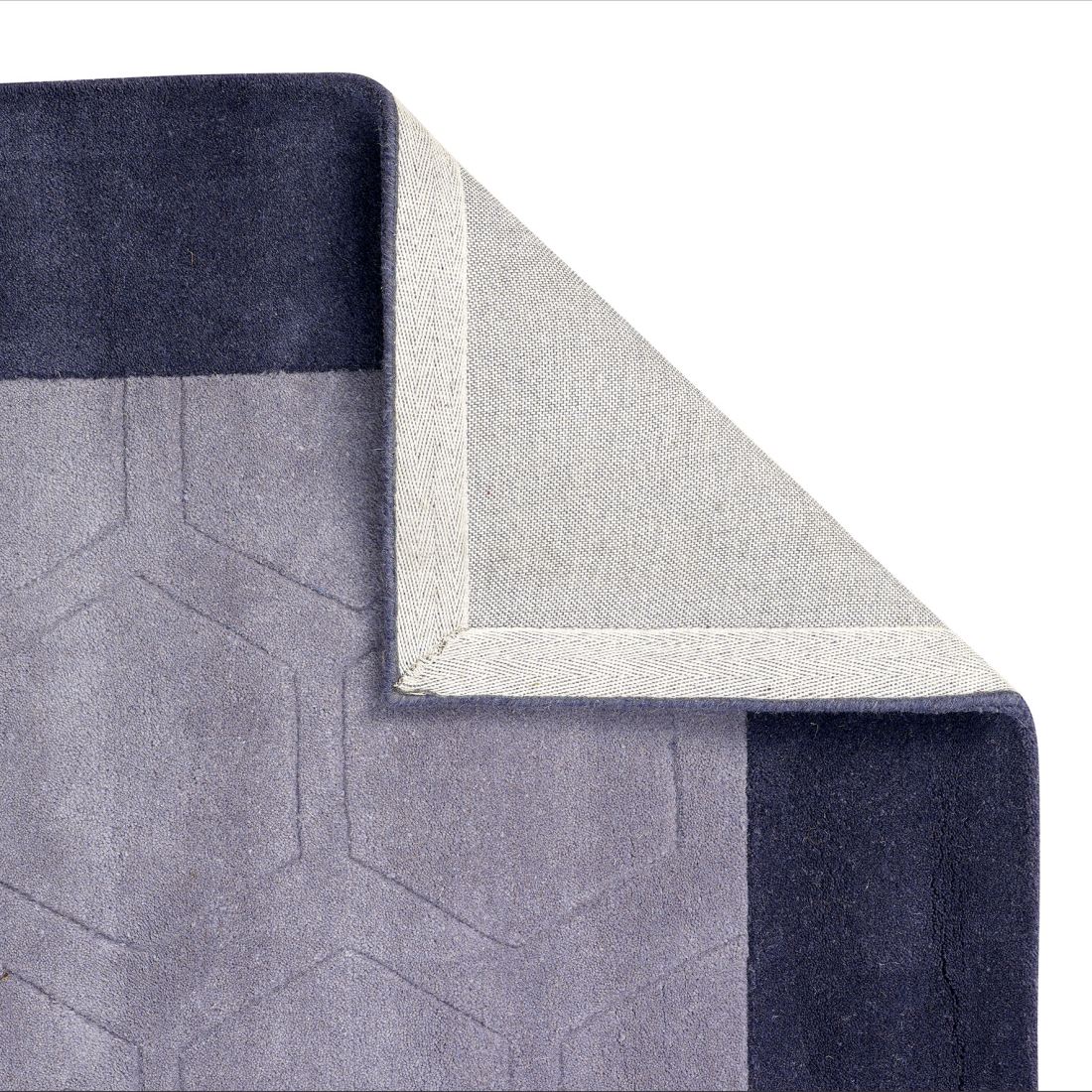Hex Border Geometric Wool Rug - Grey
