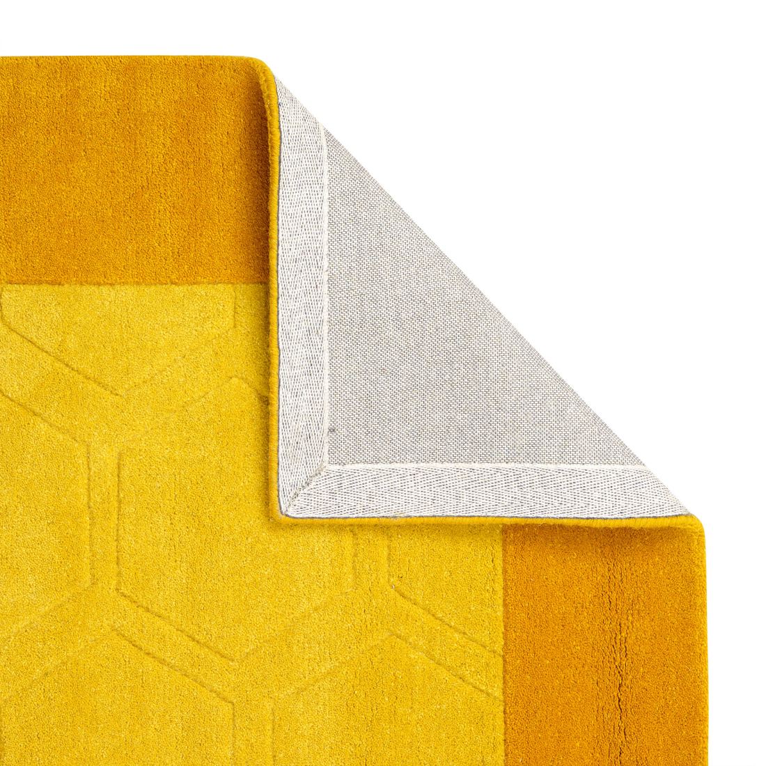 Hex Border Geometric Wool Rug - Mustard