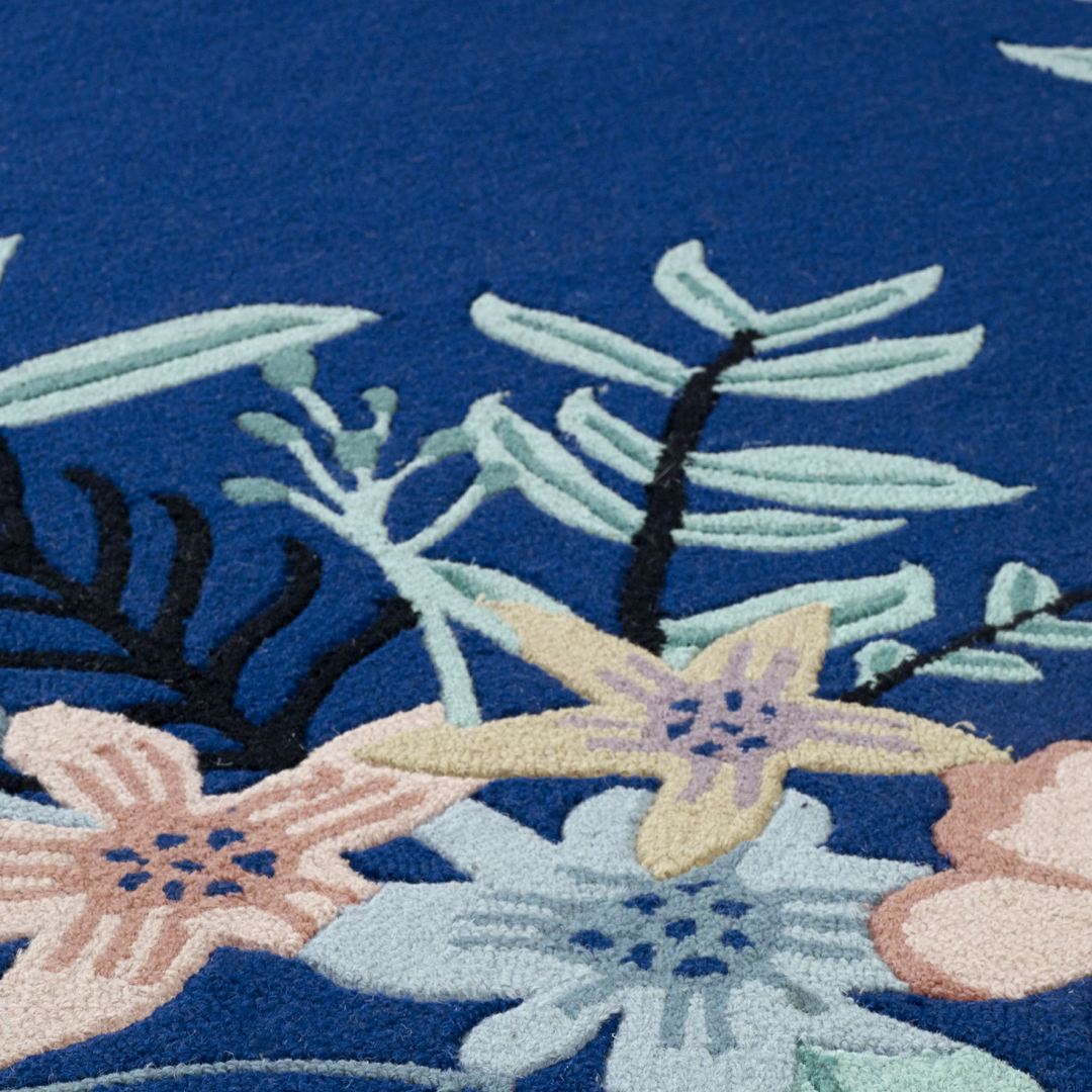 Meadow Floral Wool Rug - Blue